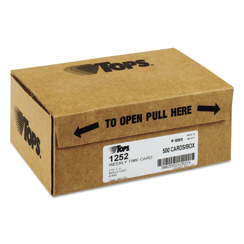 توبس بطاقات أوقات العمل، أسبوعية، وجه واحد، أيام مرقمة، 3-1/2 بوصة × 9 بوصة، مانيلا، طباعة خضراء، 500 بطاقة (1252) - Image 2